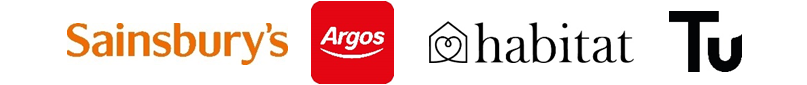 Sainsbury's, Argos, Habitat & Tu logos